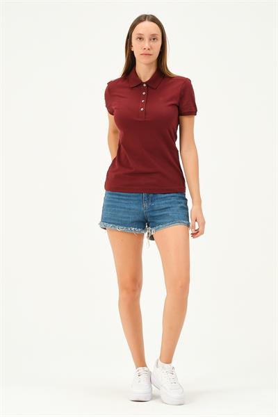 MSW Kadın Regular Fit Kısa Kollu Koyu Bordo Polo
