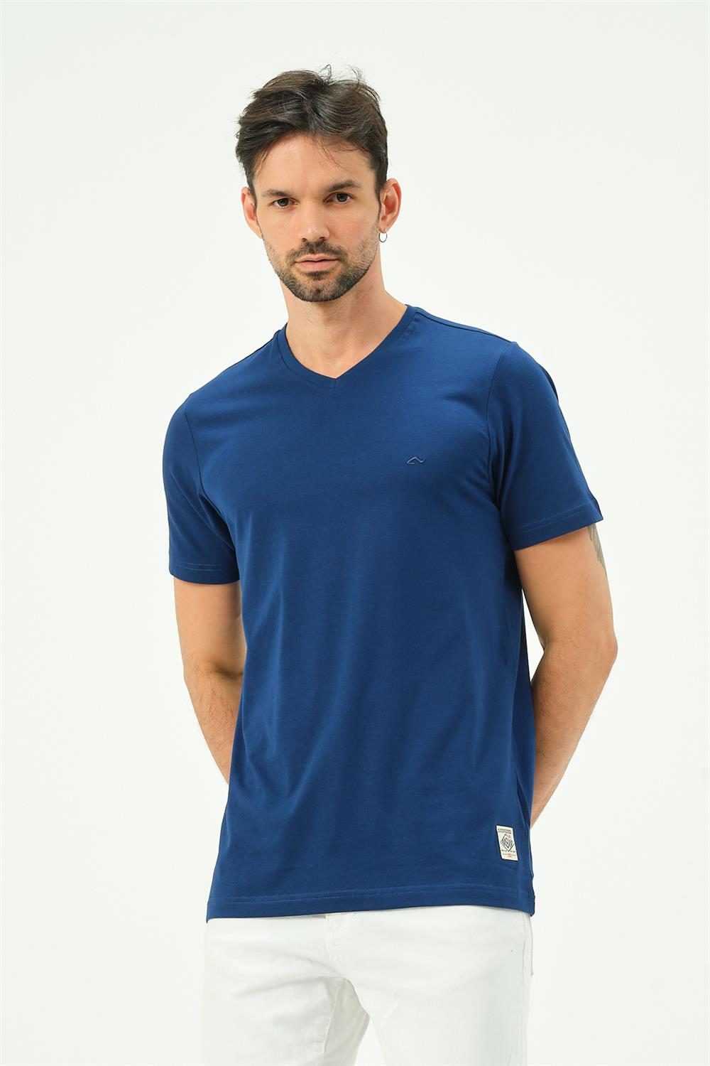 MSW Baskılı Erkek Regular Fit Marin V Yaka T-shirt