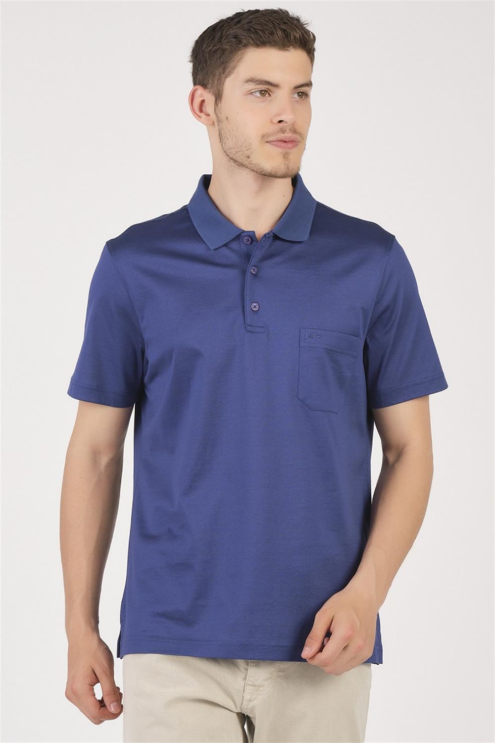 MSW Erkek Cepli Merserize Regular Fit Marin Polo Yaka T-shirt