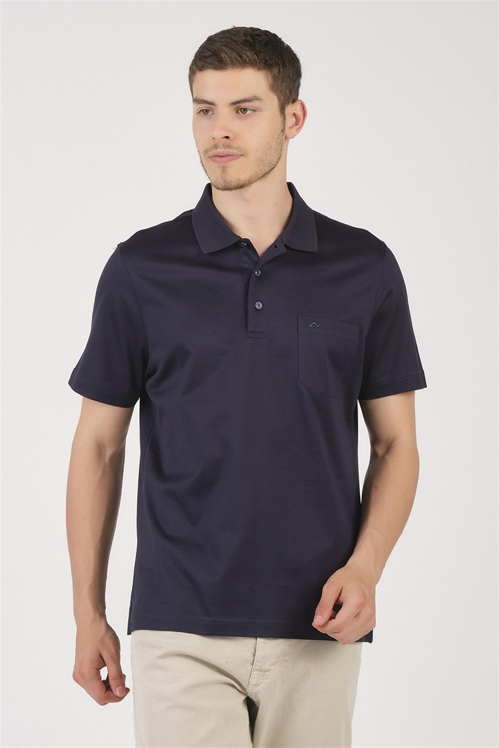 MSW Erkek Cepli Merserize Regular Fit Lacivert Polo Yaka T-shirt