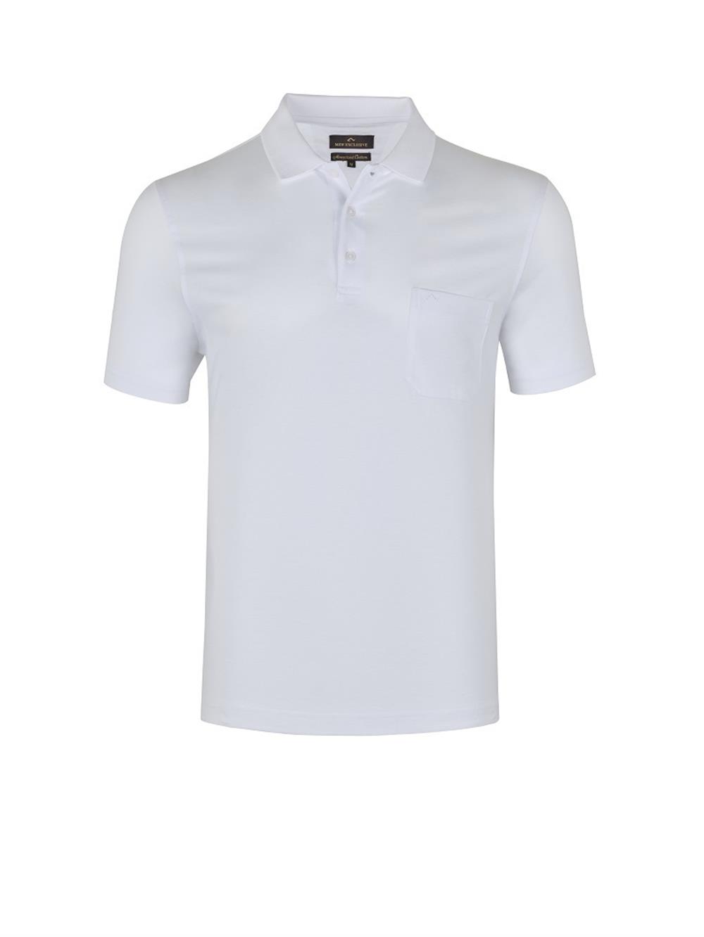 MSW Erkek Cepli Merserize Regular Fit Beyaz Polo Yaka T-shirt