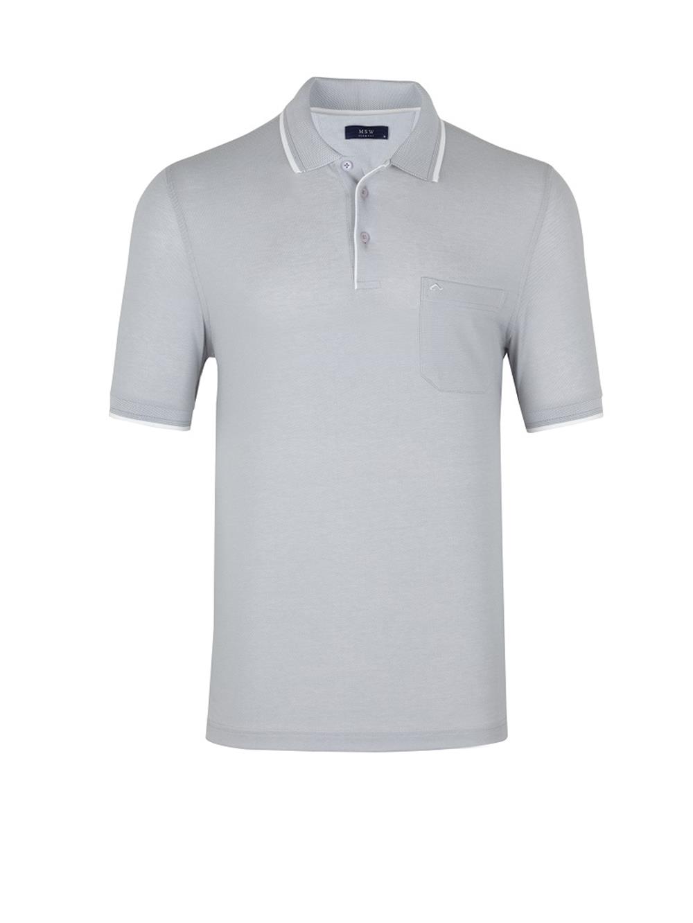 MSW Erkek Cepli Micro Regular Fit Gri Polo Yaka T-shirt