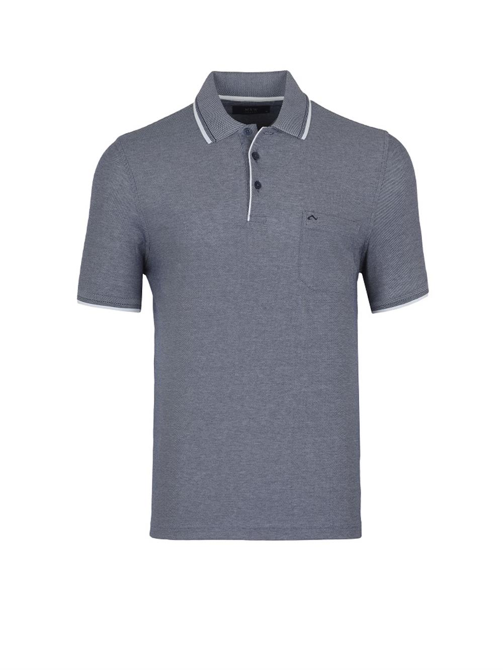MSW Erkek Cepli Micro Regular Fit Lacivert Polo Yaka T-shirt