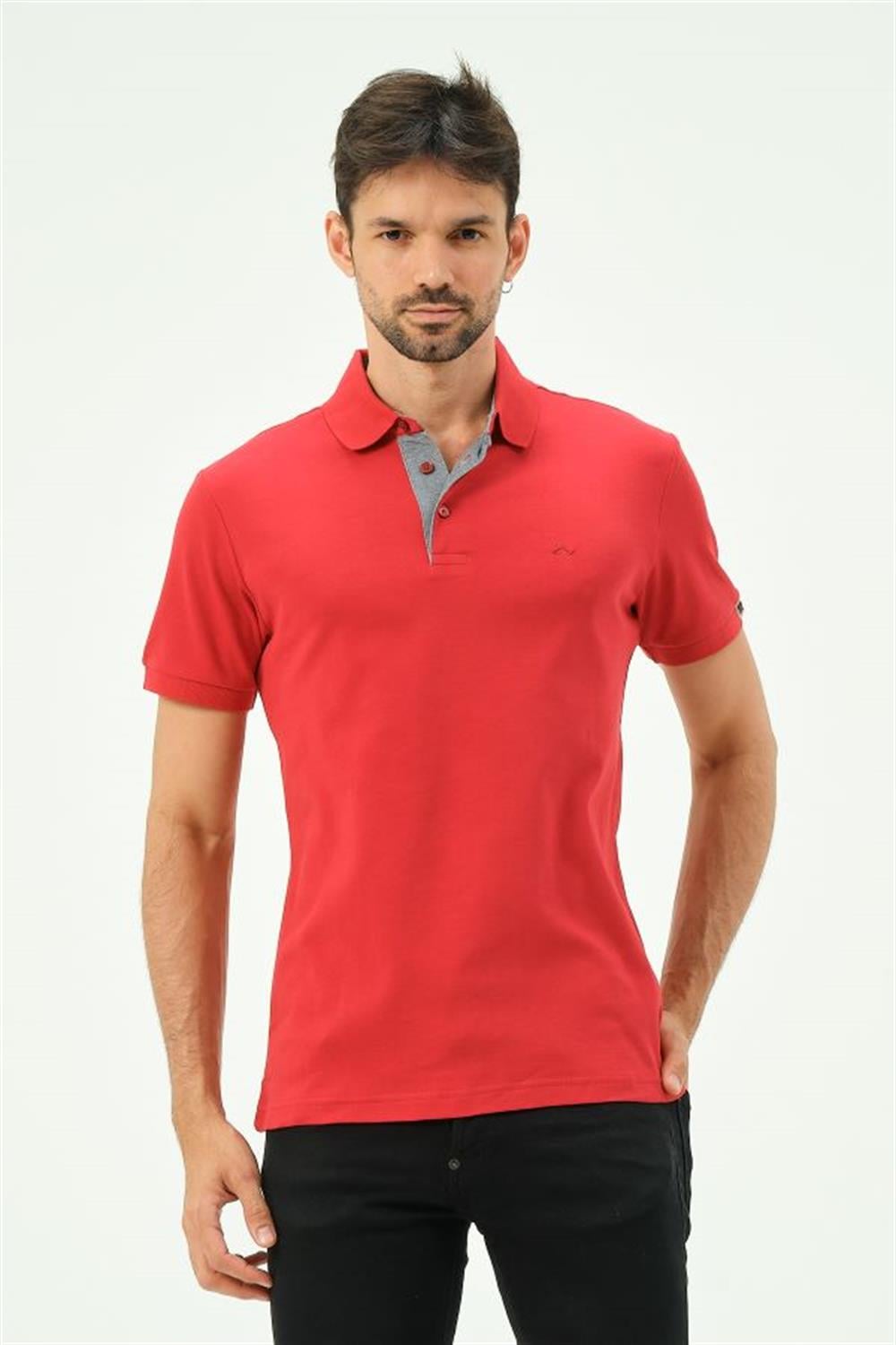 MSW Erkek İnterlok Regular Fit Kırmızı Polo Yaka T-shirt