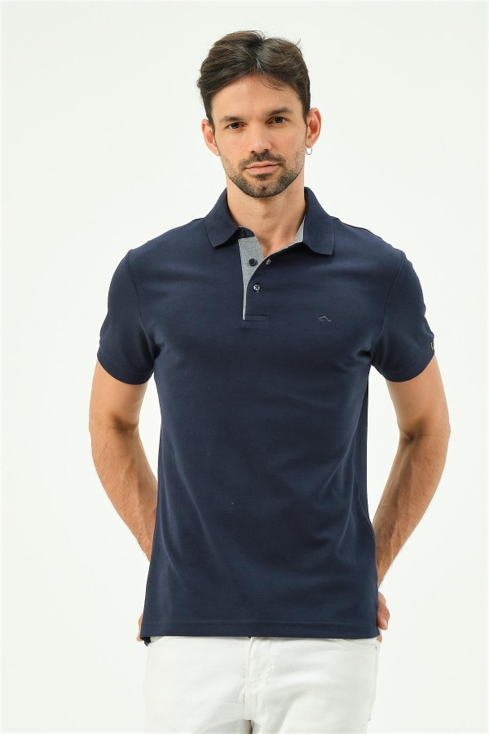 MSW Erkek İnterlok Regular Fit Lacivert Polo Yaka T-shirt
