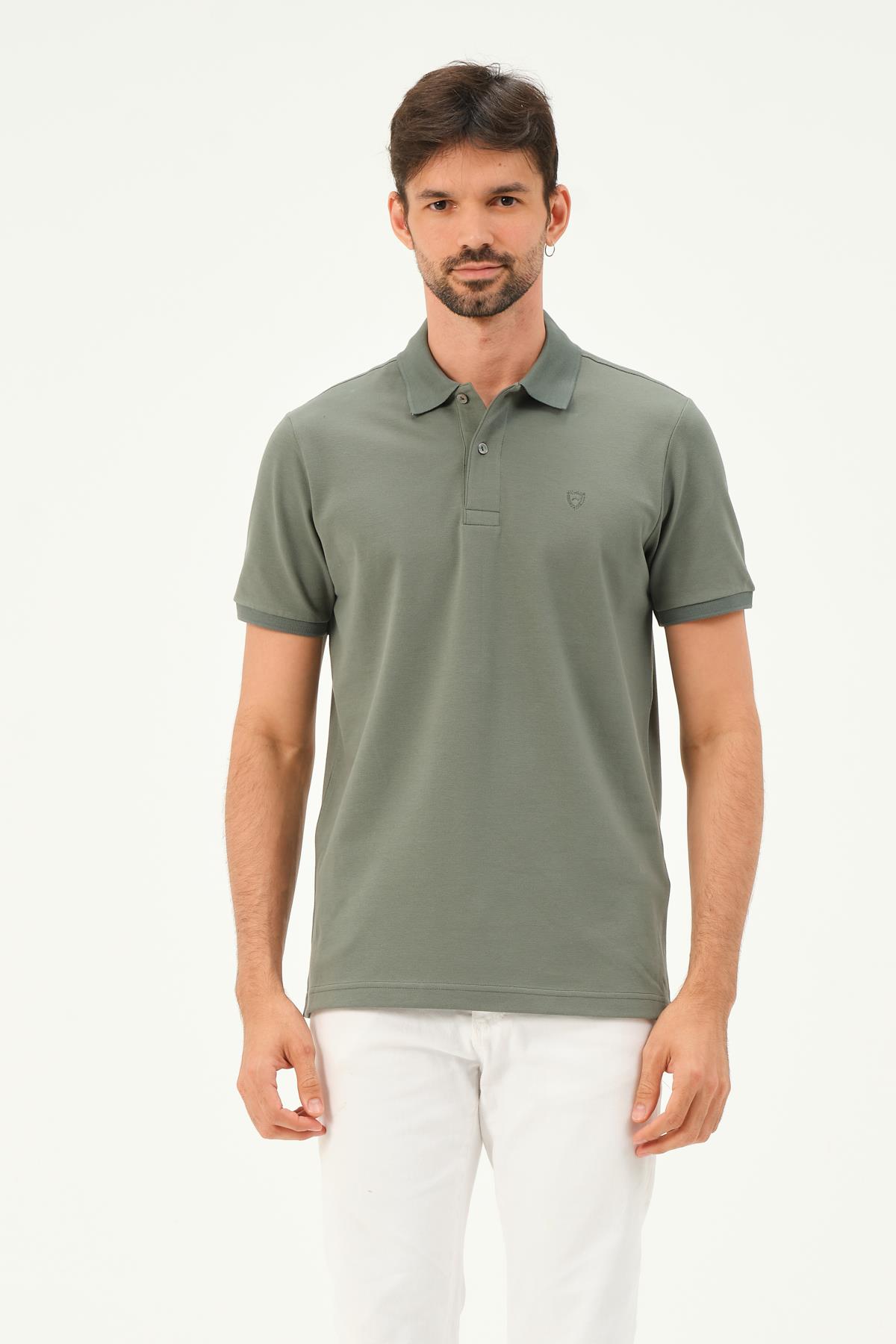 MSW Erkek Regular Fit Antik Yeşil Polo Yaka T-shirt