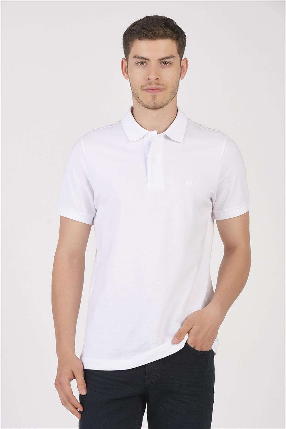 MSW Erkek Regular Fit Beyaz Polo Yaka T-shirt