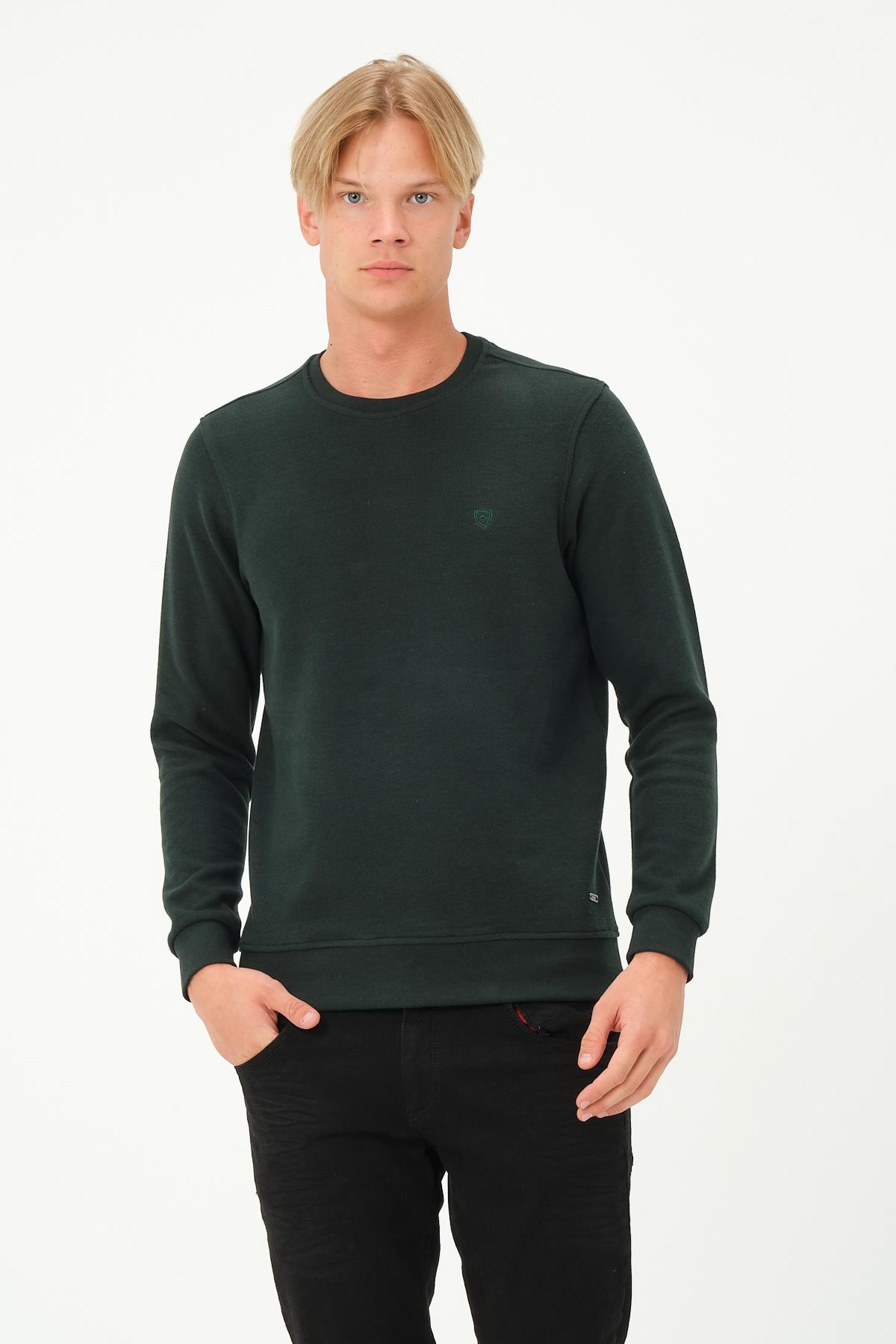 MSW Erkek Regular Fit Bisiklet Yaka Selanik Nefti Sweatshirt