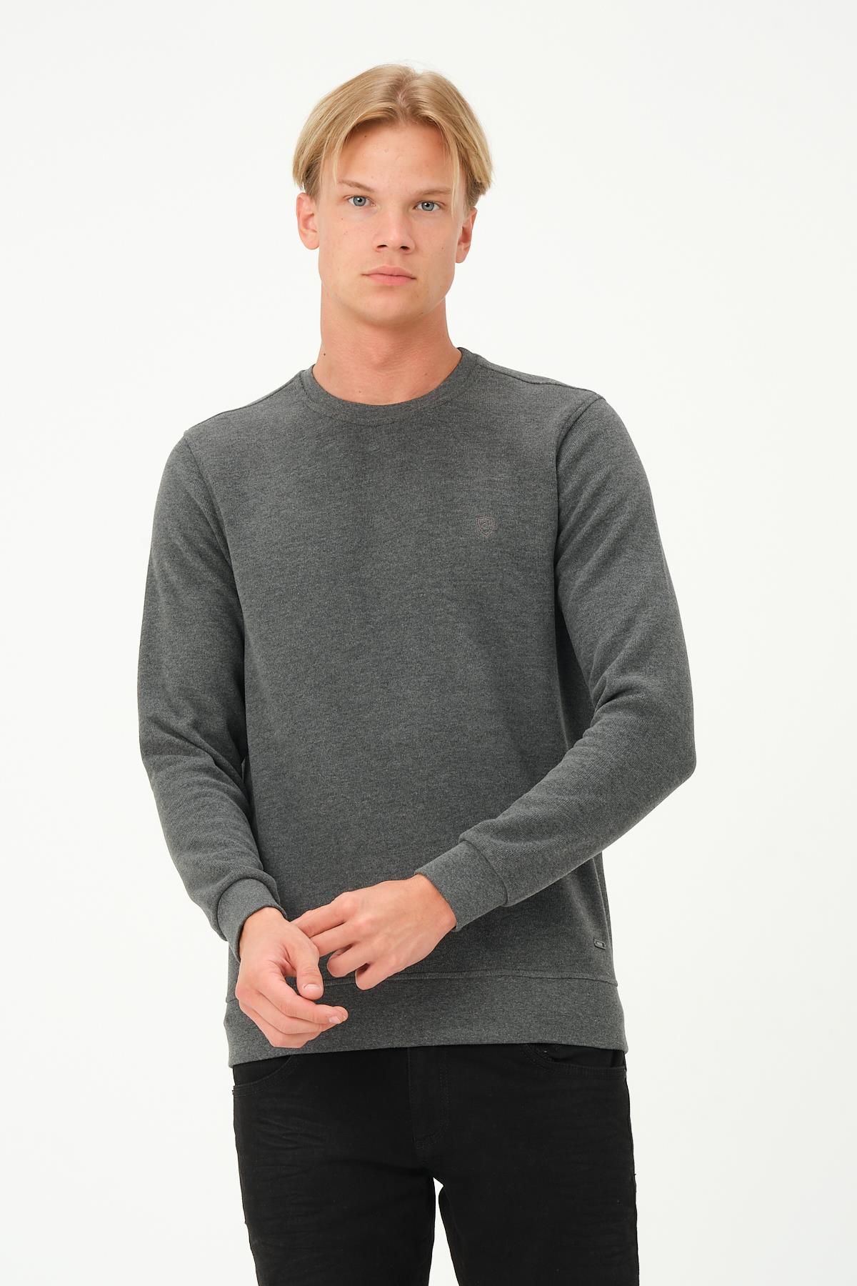 MSW Erkek Regular Fit Bisiklet Yaka Selanik Gri Sweatshirt