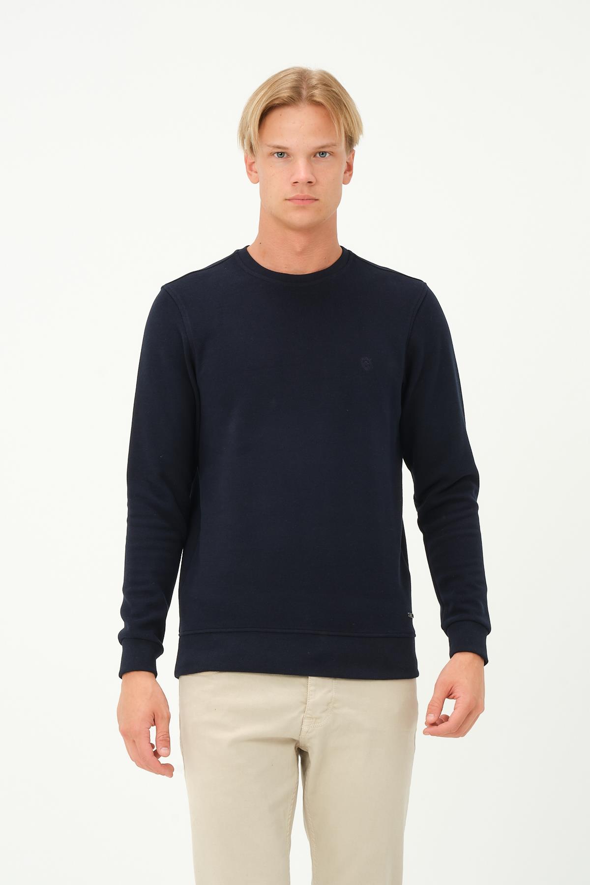 MSW Erkek Regular Fit Bisiklet Yaka Selanik Lacivert Sweatshirt