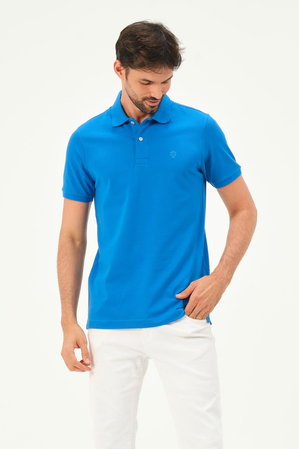 MSW Erkek Regular Fit Kobalt Mavi Polo Yaka T-shirt