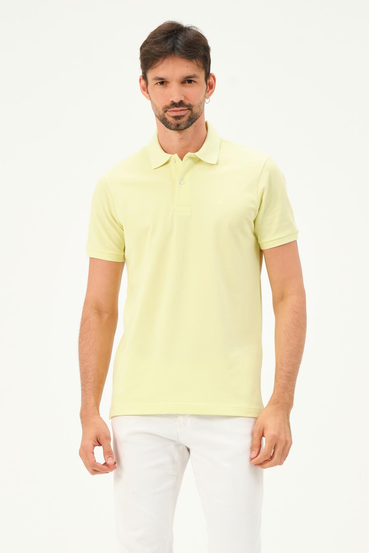 MSW Erkek Regular Fit Sarı Polo Yaka T-shirt