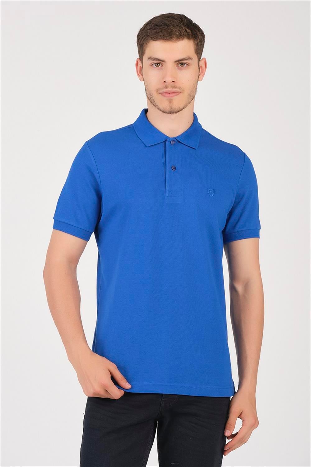 MSW Erkek Regular Fit Sax Polo Yaka T-shirt