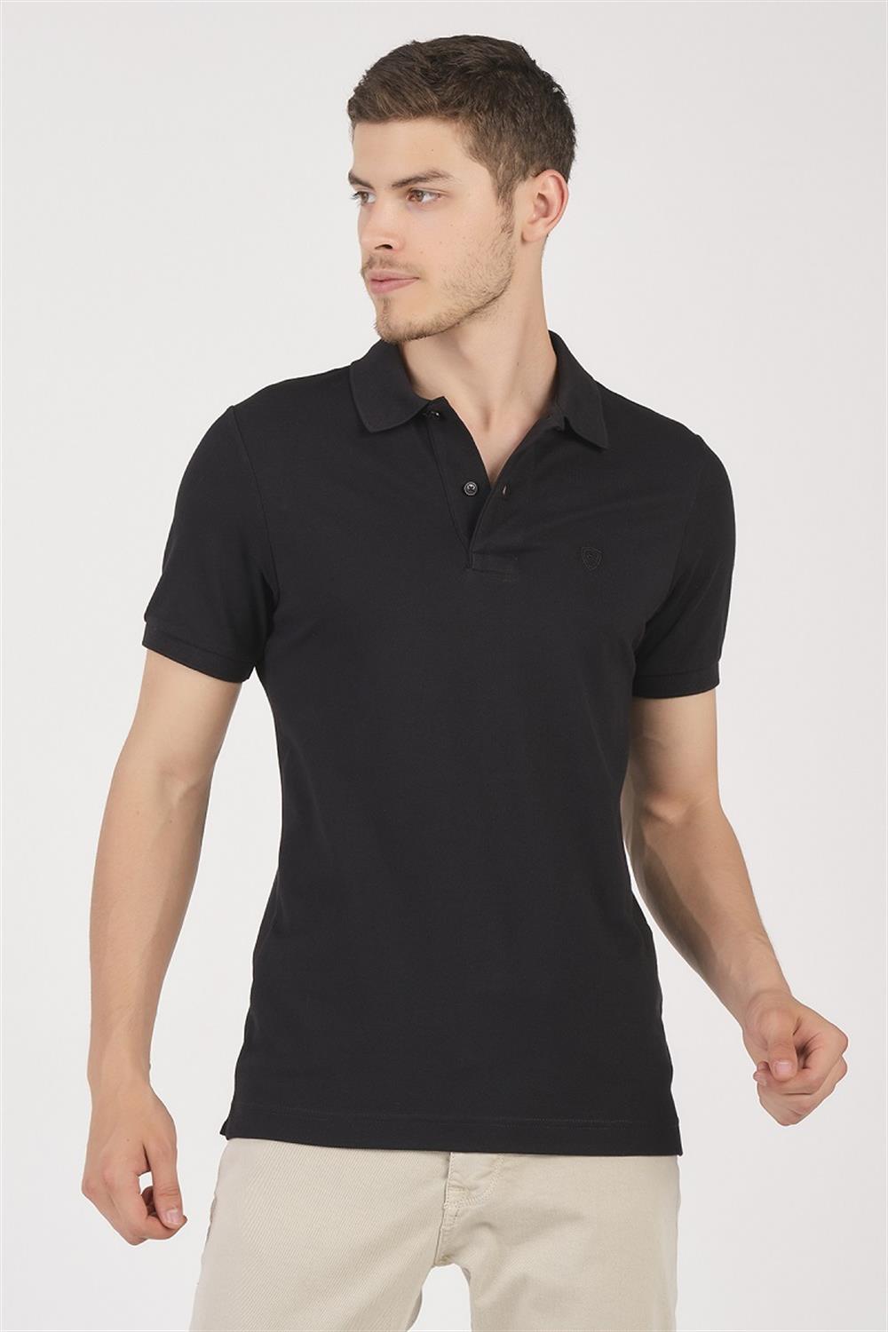 MSW Erkek Regular Fit Siyah Polo Yaka T-shirt