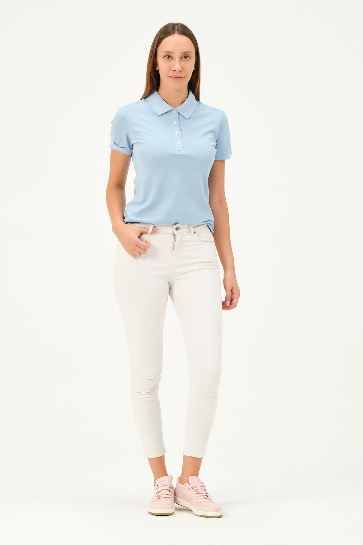 MSW Kadın Regular Fit Kısa Kollu A.Mavi Polo