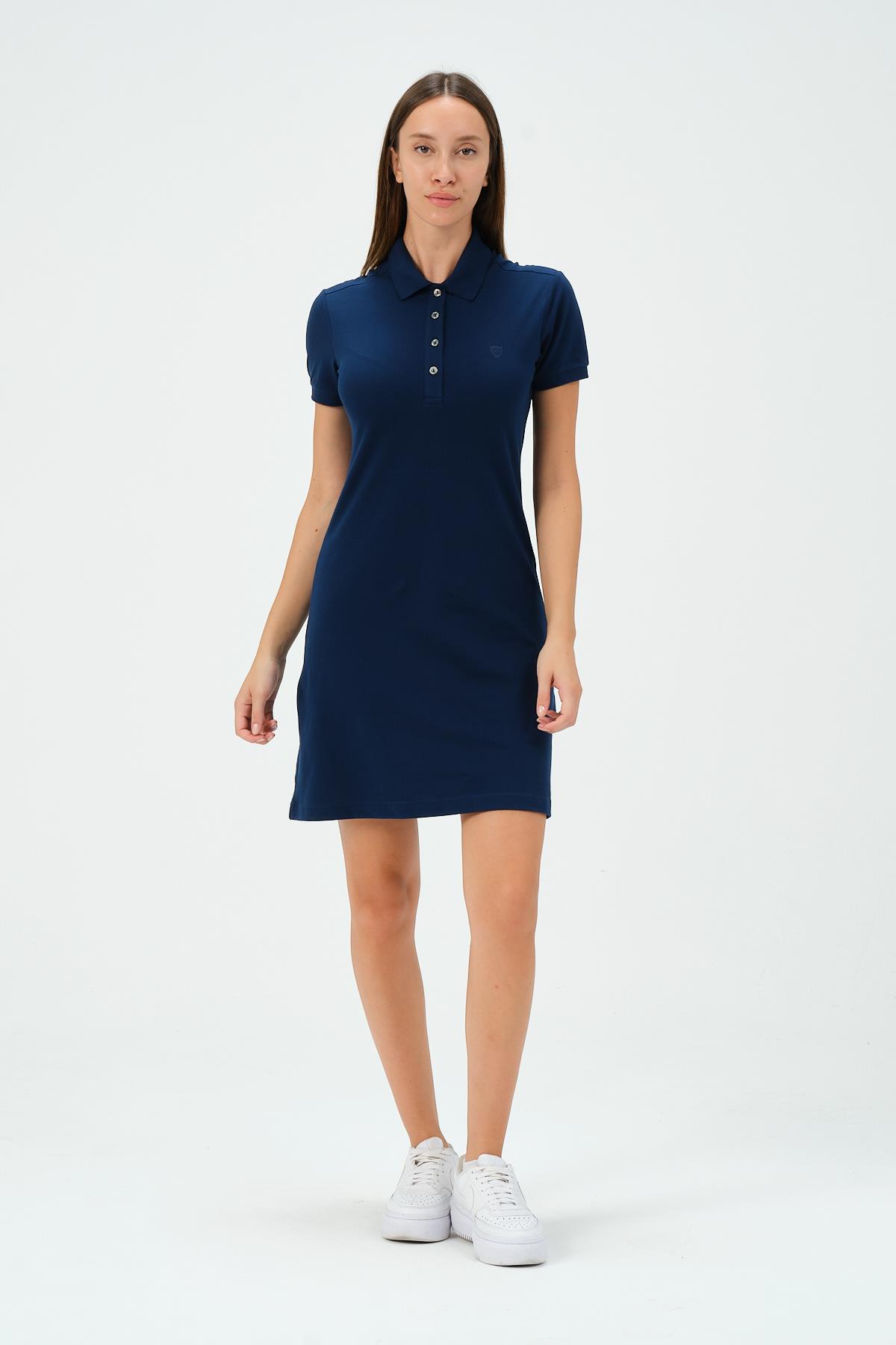 MSW Kadın Regular Fit Kısa Kollu Marin Polo Elbise