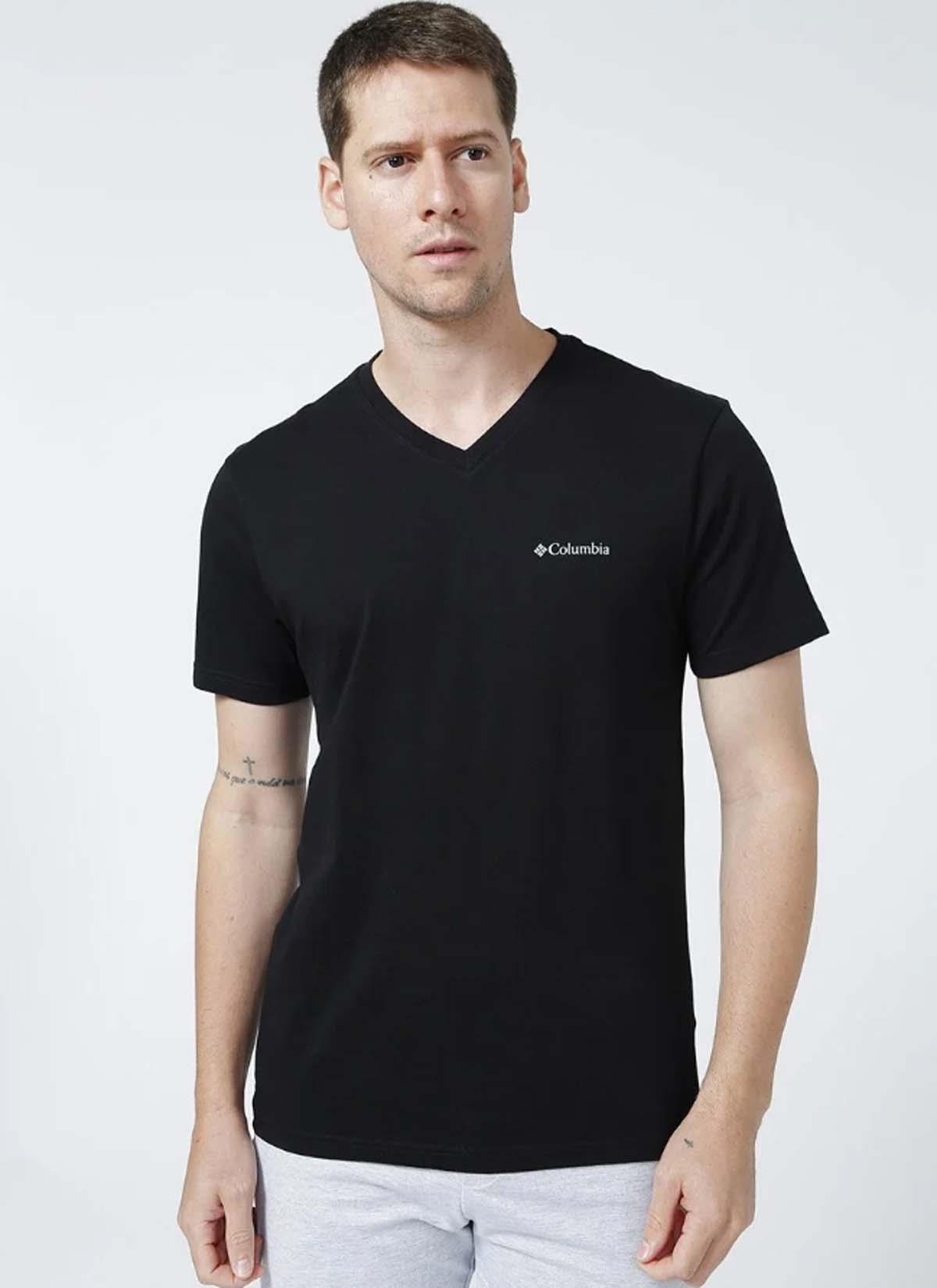 COLUMBİAColumbia Erkek V Yaka Baskılı Siyah Erkek T-Shirt CS0207