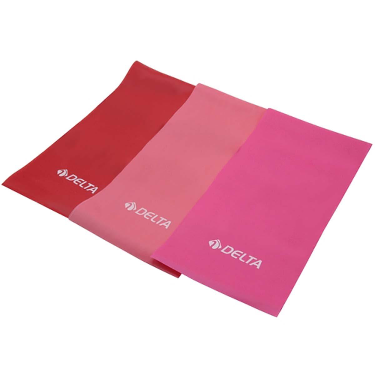 DELTADelta 3 'lü Pilates Bandı 120 Cm x 15 Cm Egzersiz Direnç Lastiği Uç Kısmı Açık