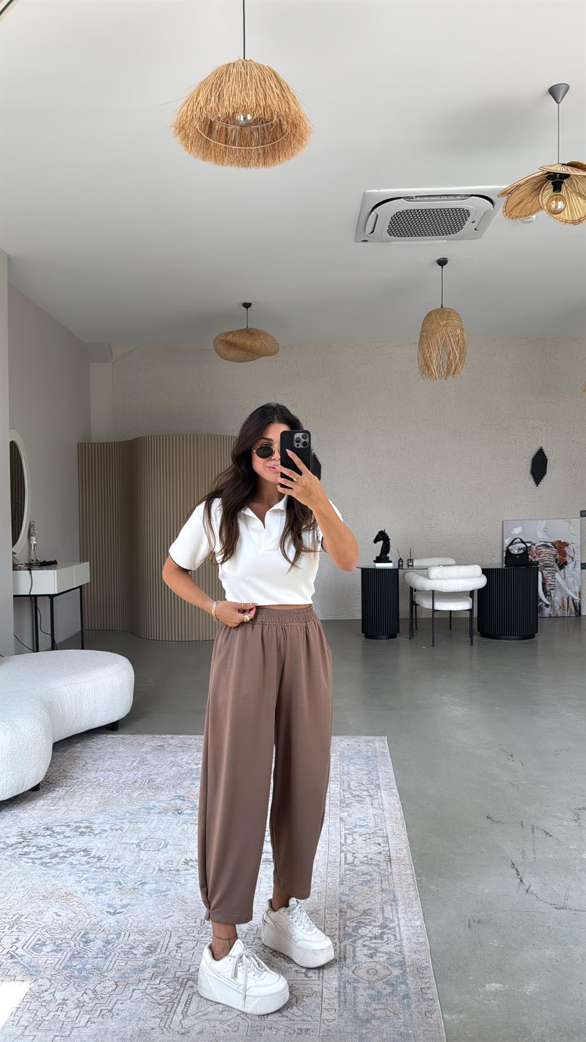 Açık Kahverengi Modal Baggy Eşofman