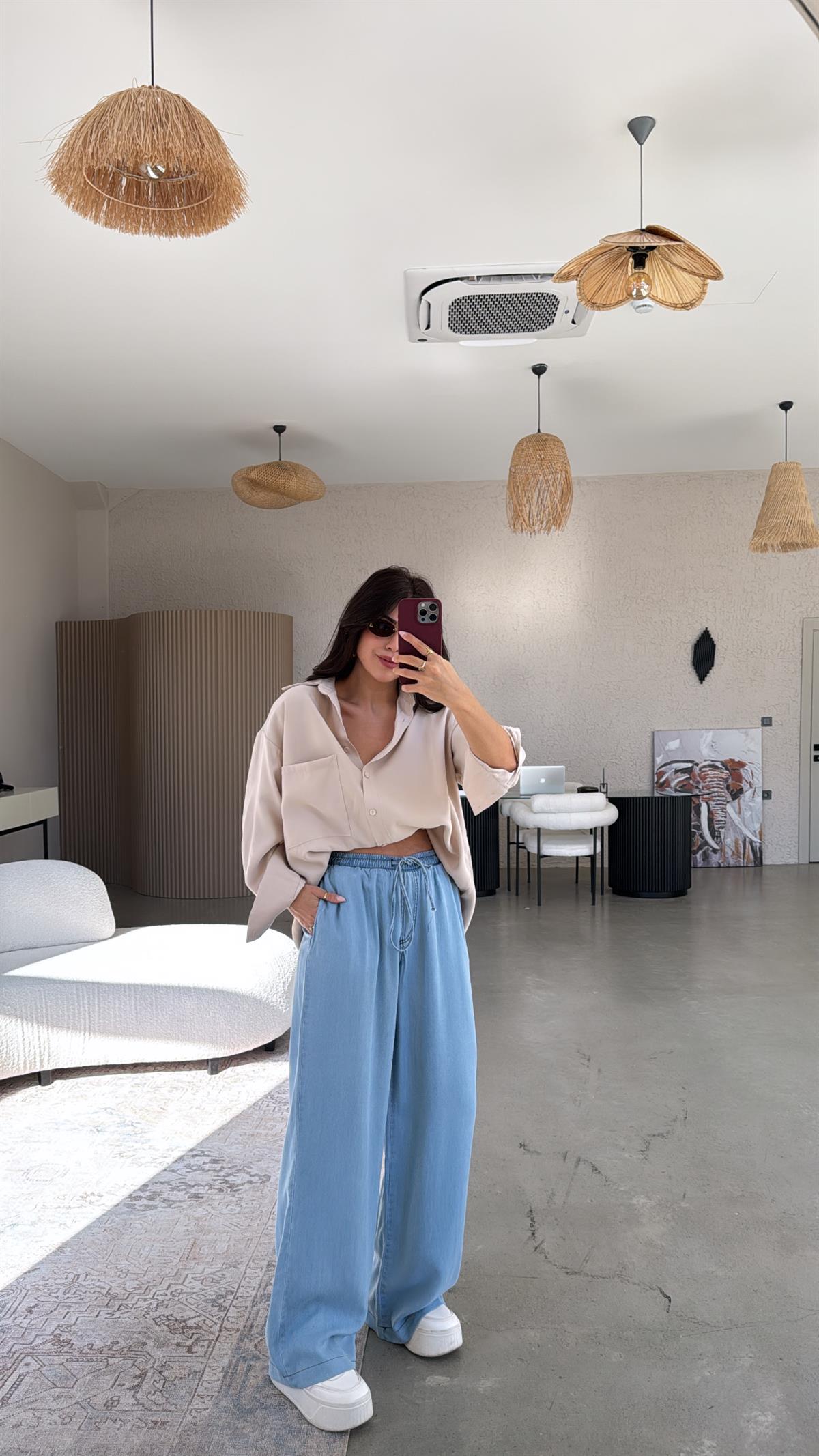 Açık Mavi ZR Tensel Palazzo Jean