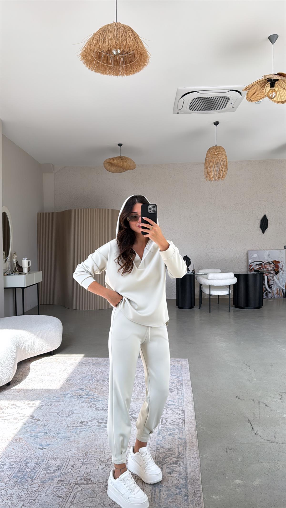 Açık Mint Scuba Kapüşonlu Takım