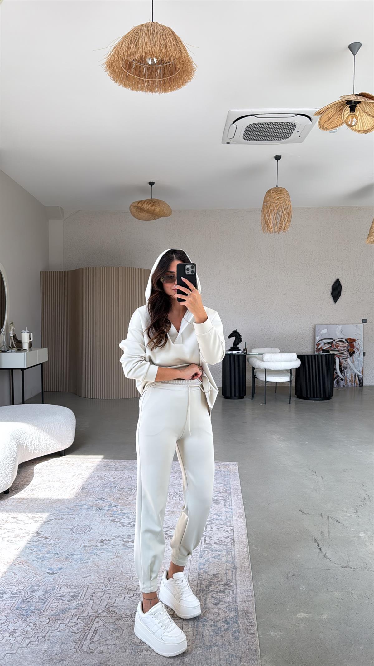 Açık Mint Scuba Kapüşonlu Takım