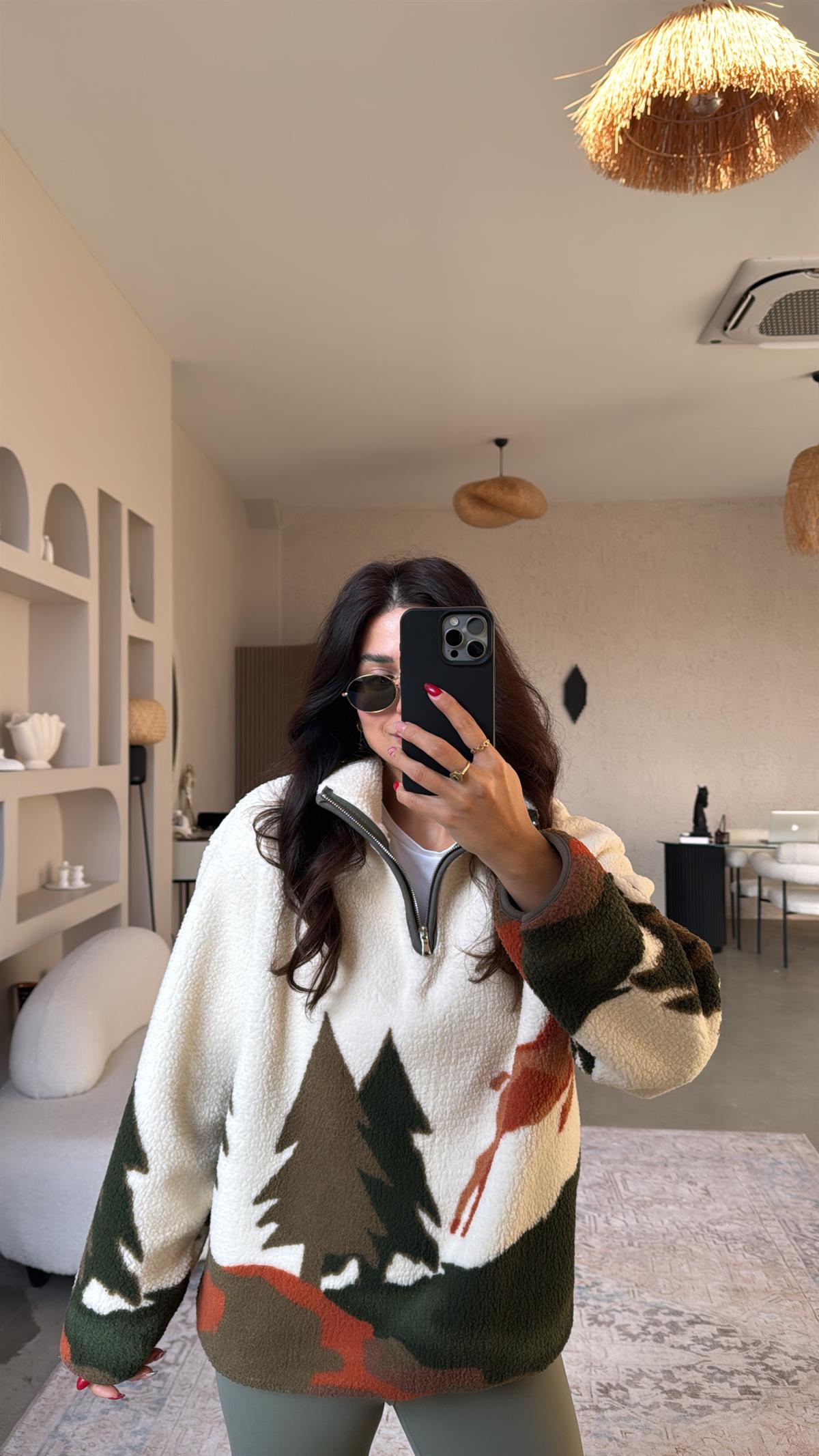 Ağaç Desenli Oys Model Polar Sweatshirt