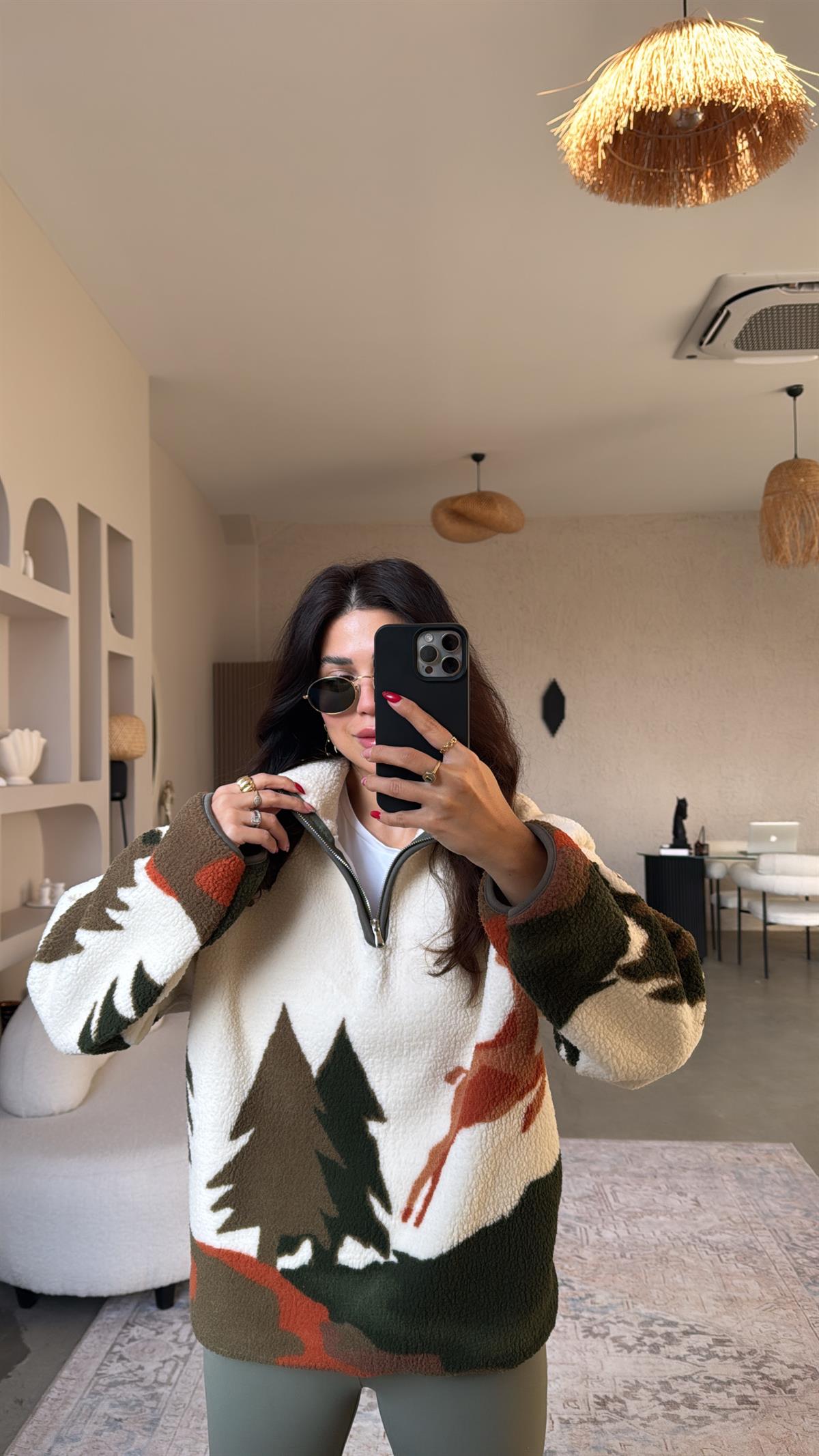 Ağaç Desenli Oys Model Polar Sweatshirt