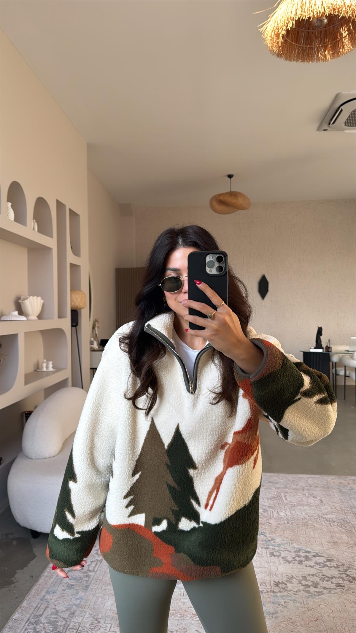 Ağaç Desenli Oys Model Polar Sweatshirt