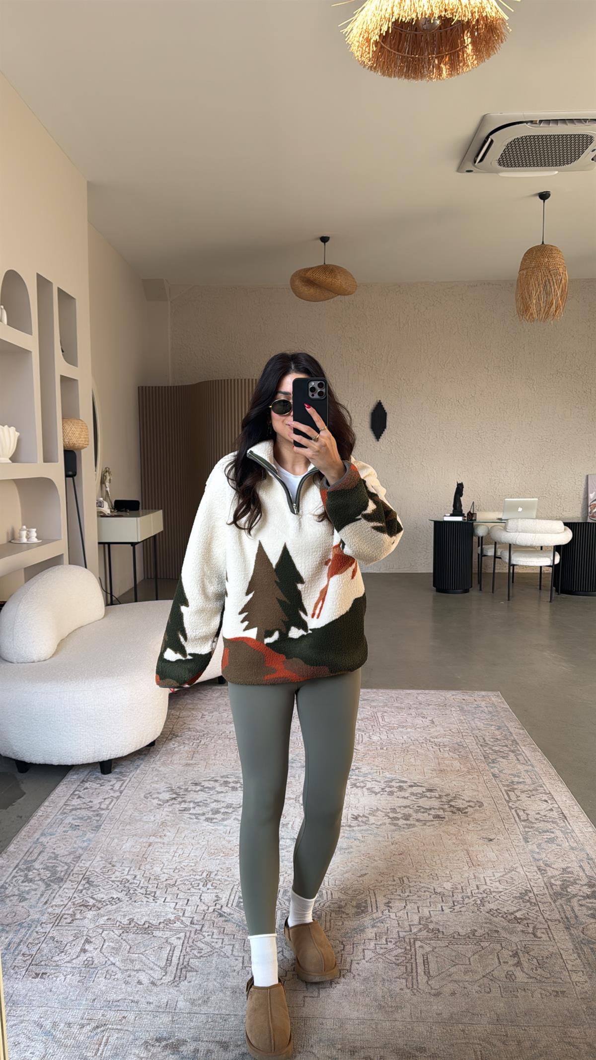 Ağaç Desenli Oys Model Polar Sweatshirt