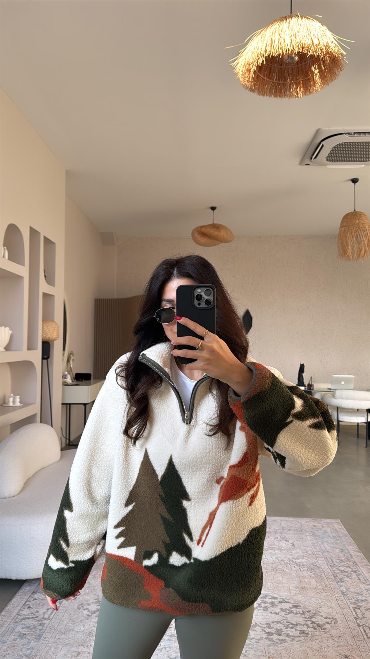 Ağaç Desenli Oys Model Polar Sweatshirt