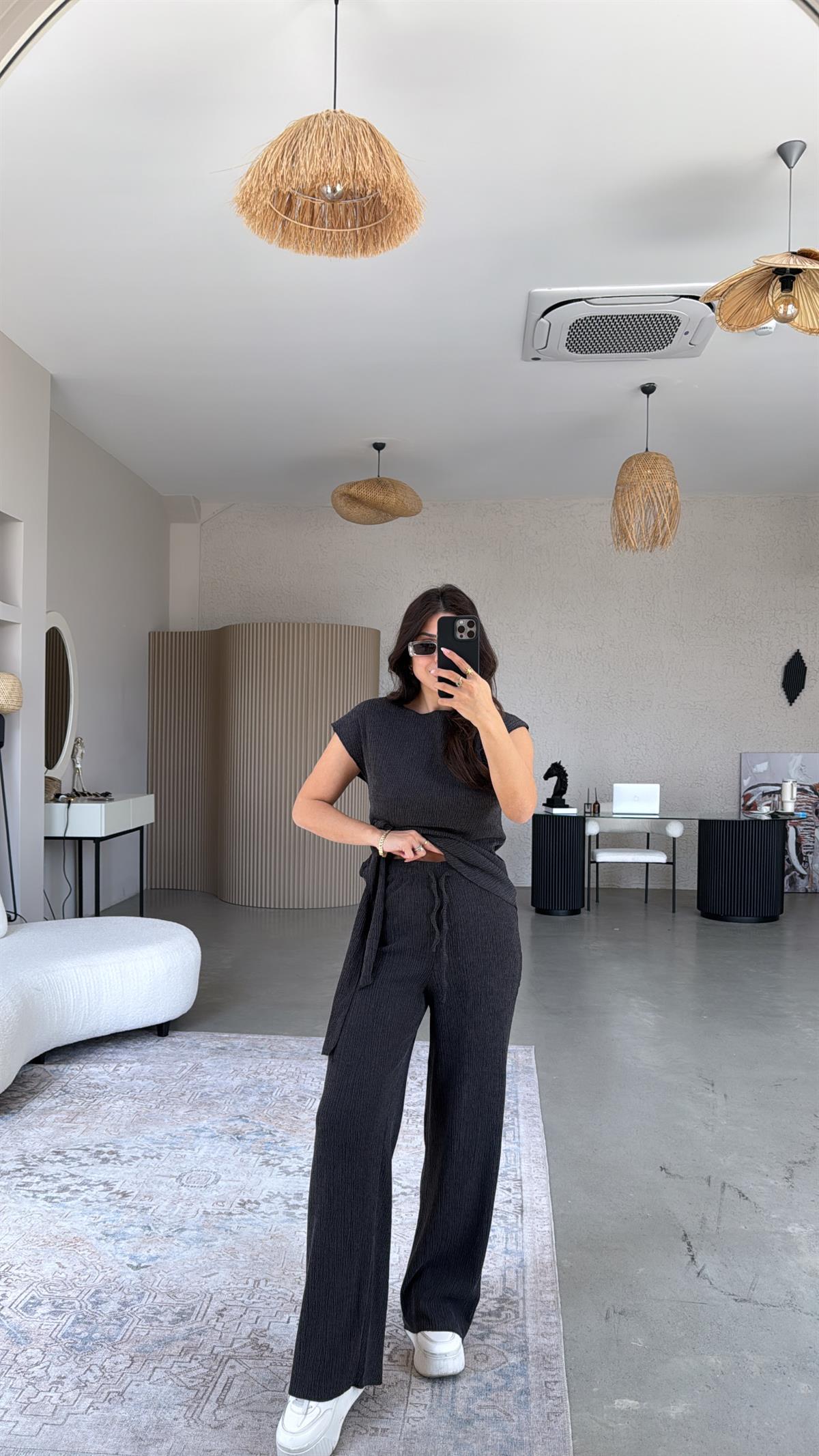 Antrasit Bağlamalı Bürümcük Takım 