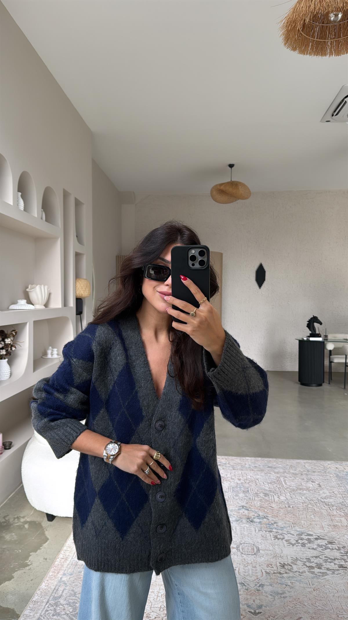 Antrasit Baklavalı Orijinal Massi Yumoş Hırka