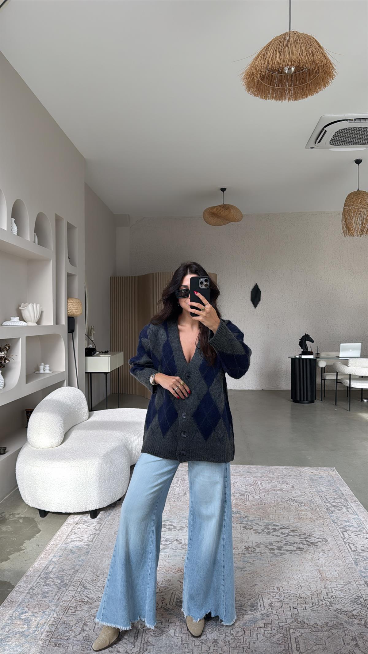 Antrasit Baklavalı Orijinal Massi Yumoş Hırka