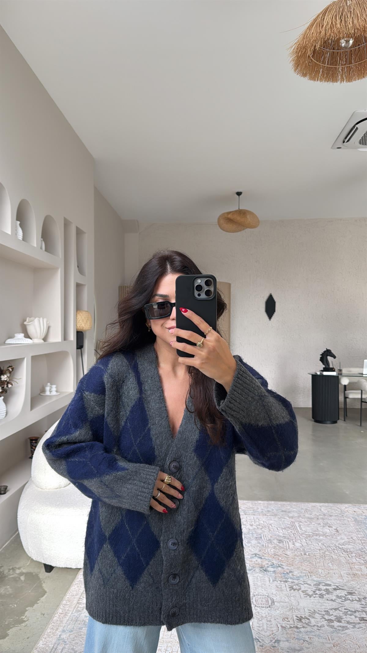 Antrasit Baklavalı Orijinal Massi Yumoş Hırka