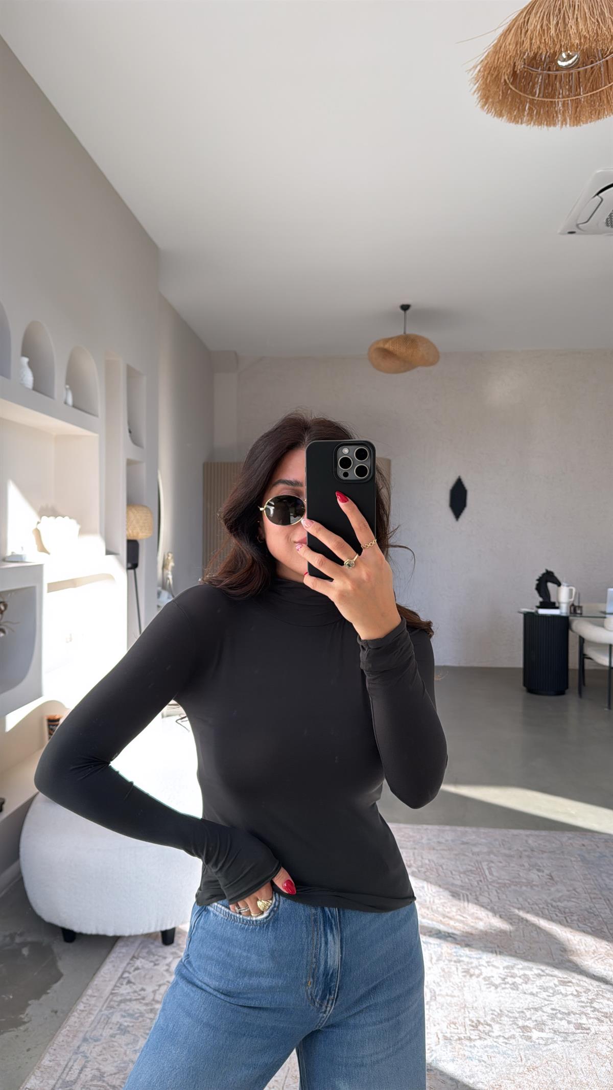 Antrasit Boğazlı Yarı Transparan Bluz