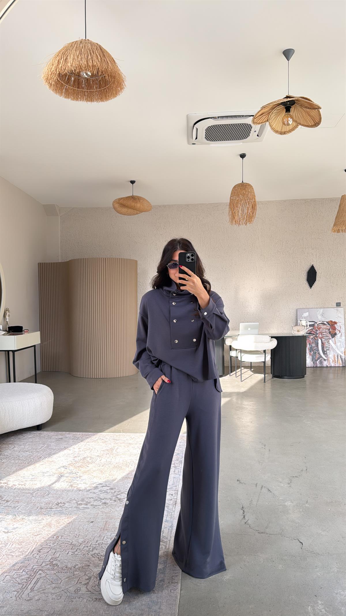 Antrasit Çıtçıt Detaylı Modal Takım