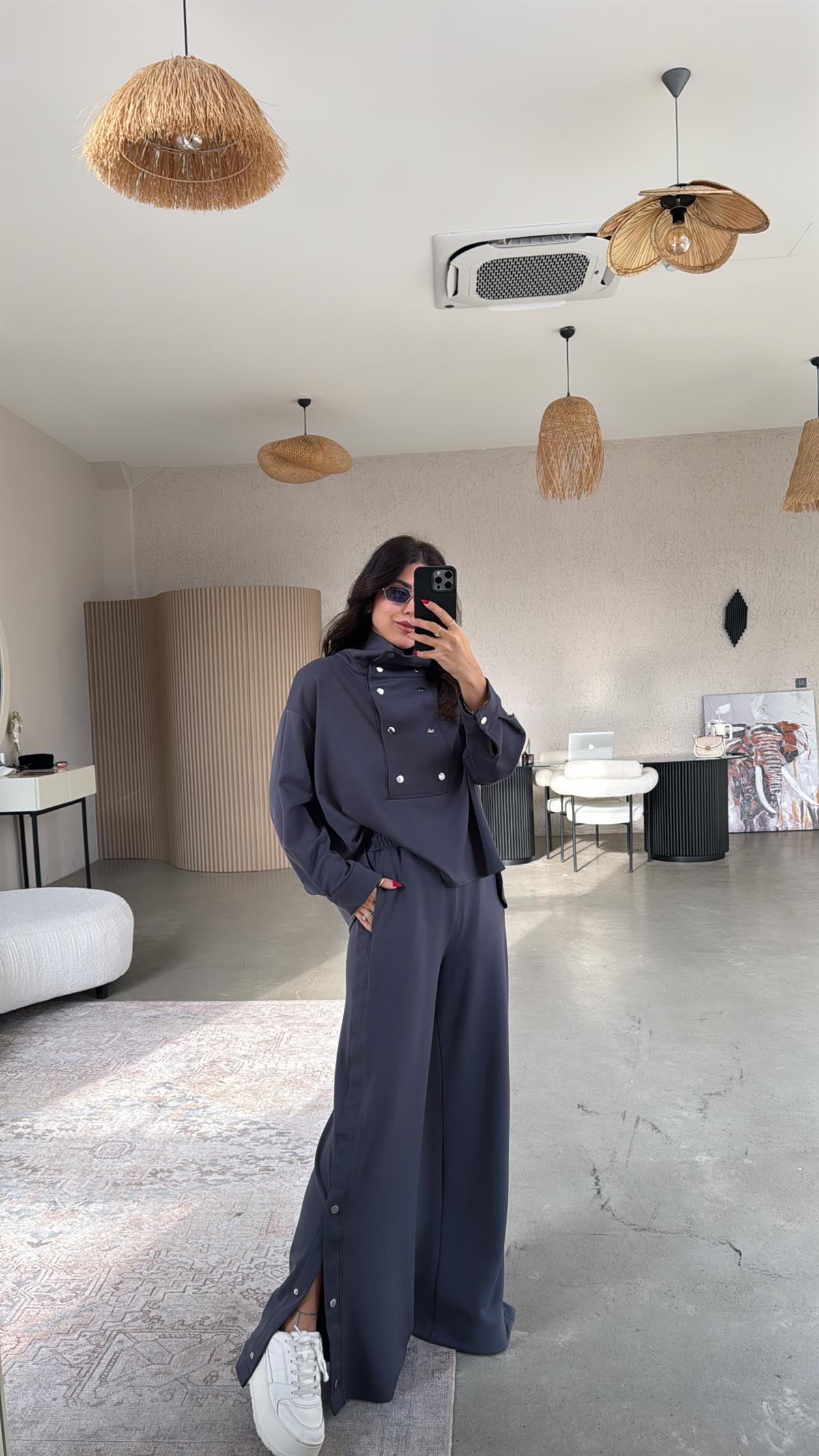 Antrasit Çıtçıt Detaylı Modal Takım