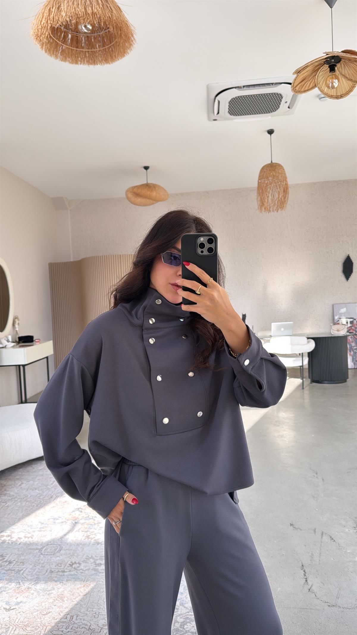 Antrasit Çıtçıt Detaylı Modal Takım