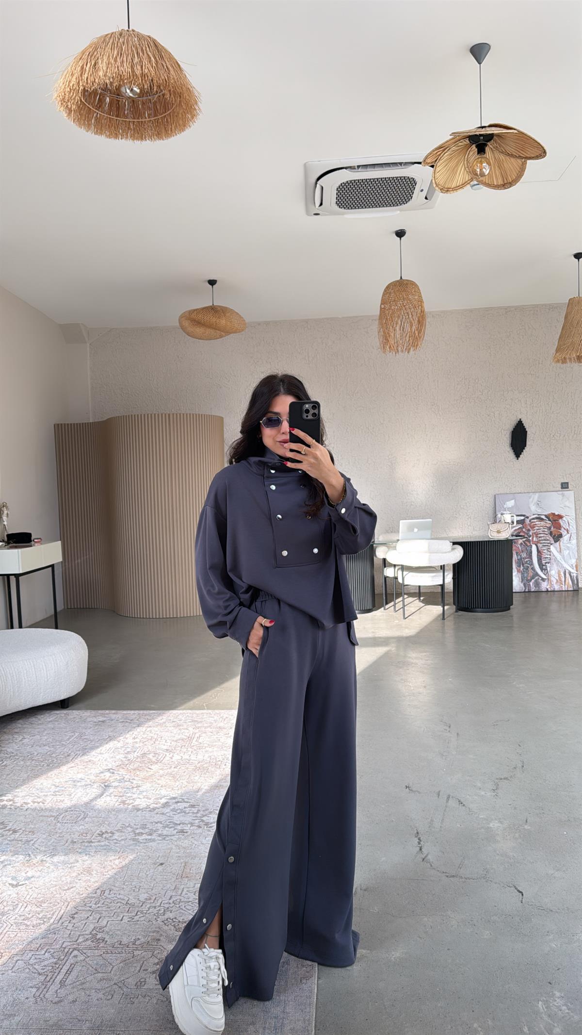 Antrasit Çıtçıt Detaylı Modal Takım