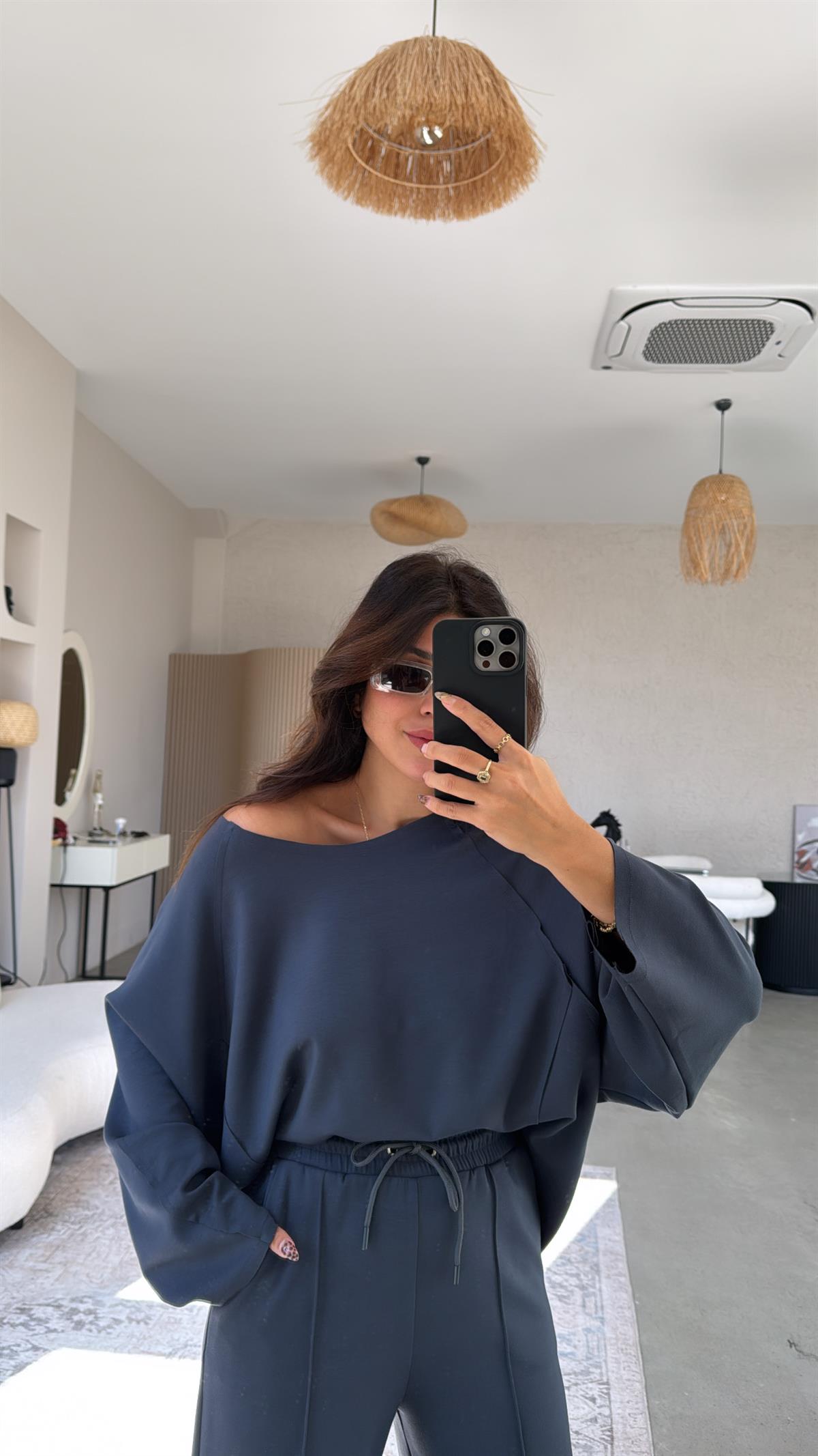 Antrasit Dikiş Detay Modal Takım