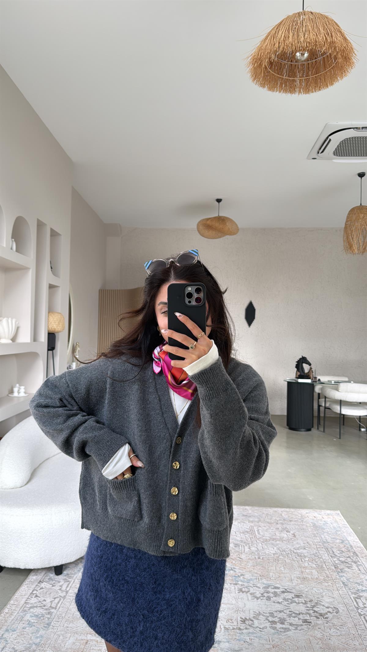 Antrasit Dlv Cepli Triko Hırka