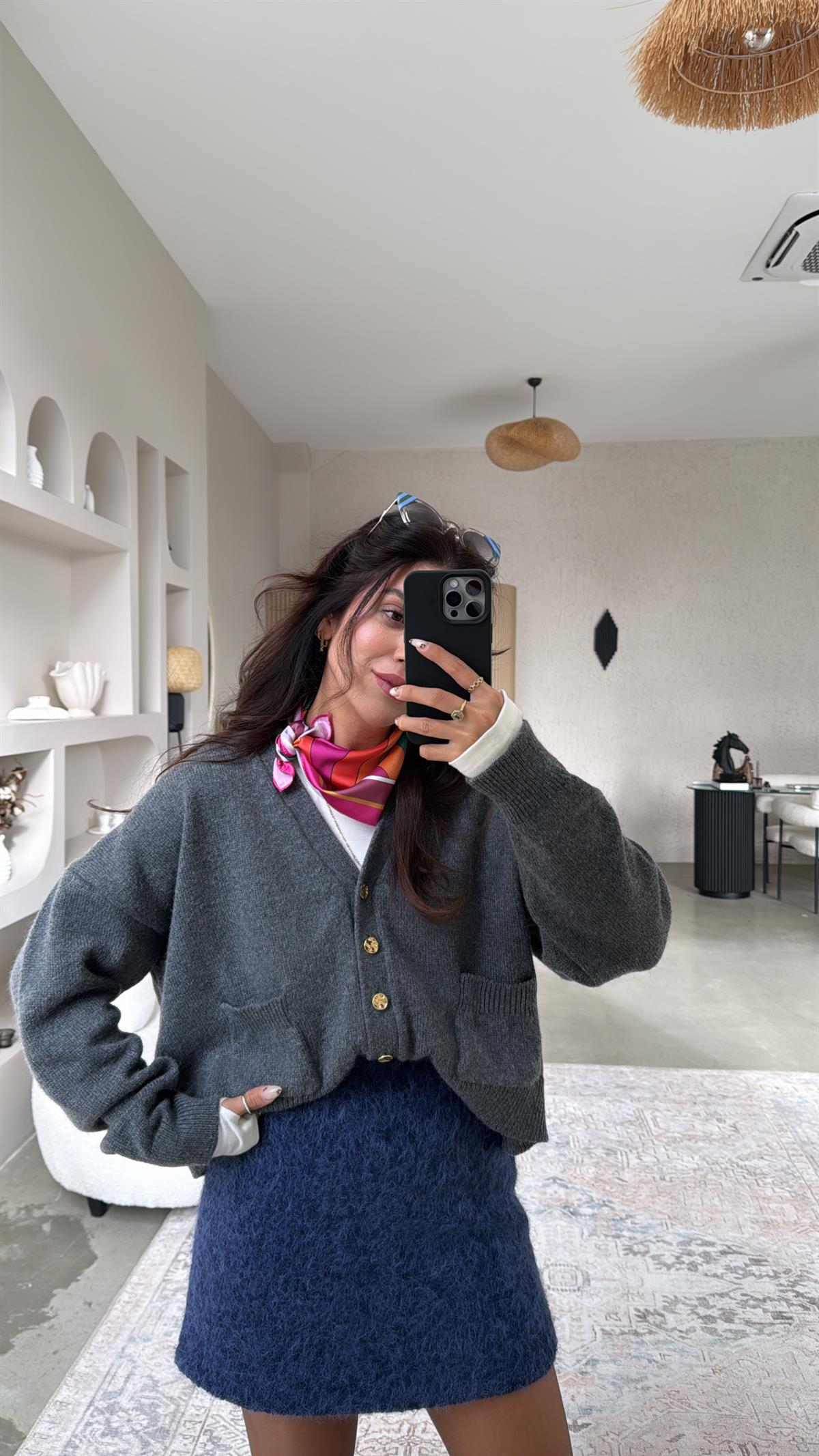 Antrasit Dlv Cepli Triko Hırka