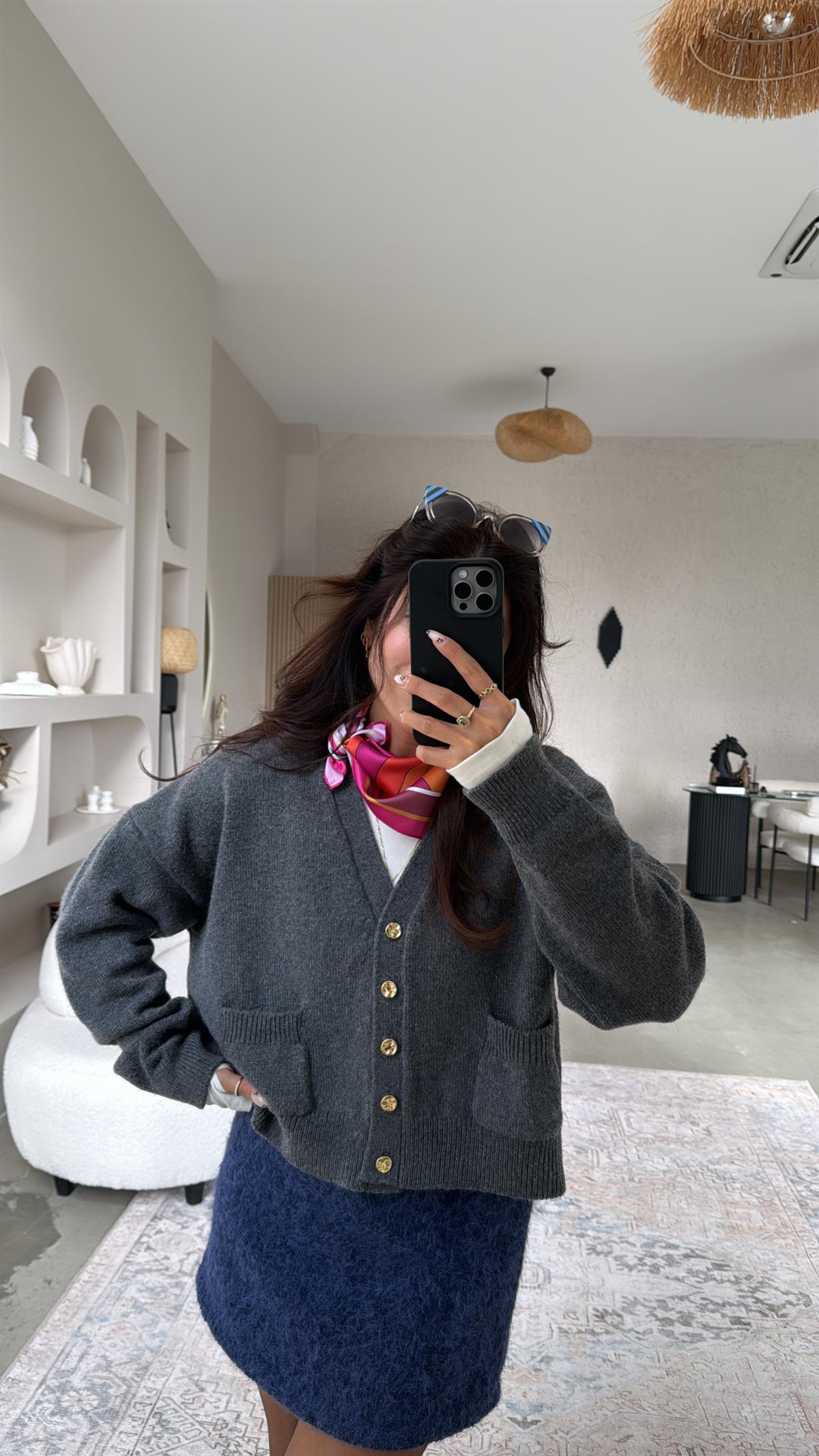 Antrasit Dlv Cepli Triko Hırka