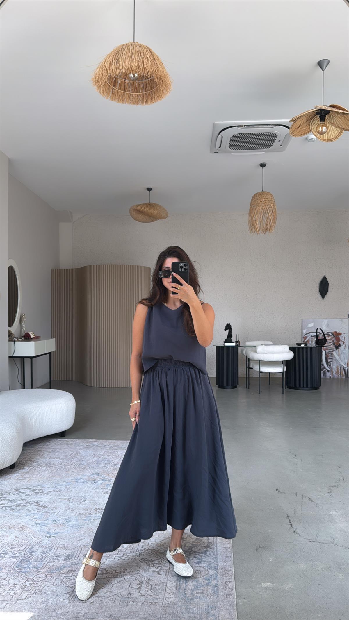 Antrasit Etek Bluz Dökümlü Takım