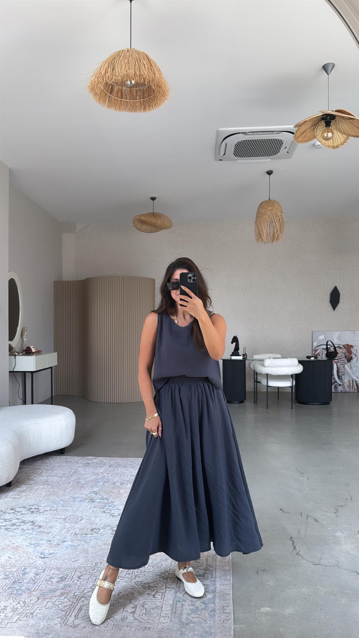 Antrasit Etek Bluz Dökümlü Takım