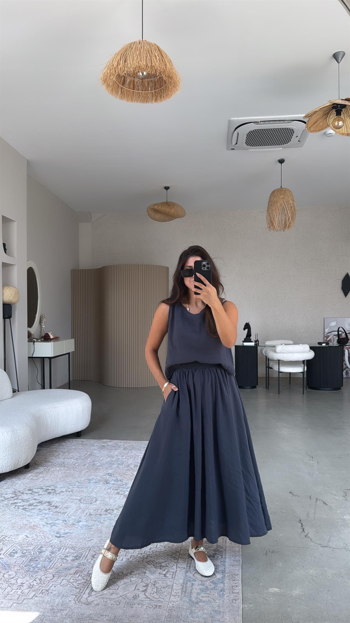 Antrasit Etek Bluz Dökümlü Takım