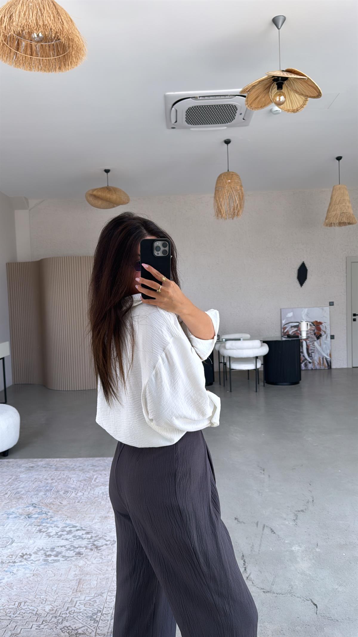 Antrasit Kruvaze Pile Pantolon