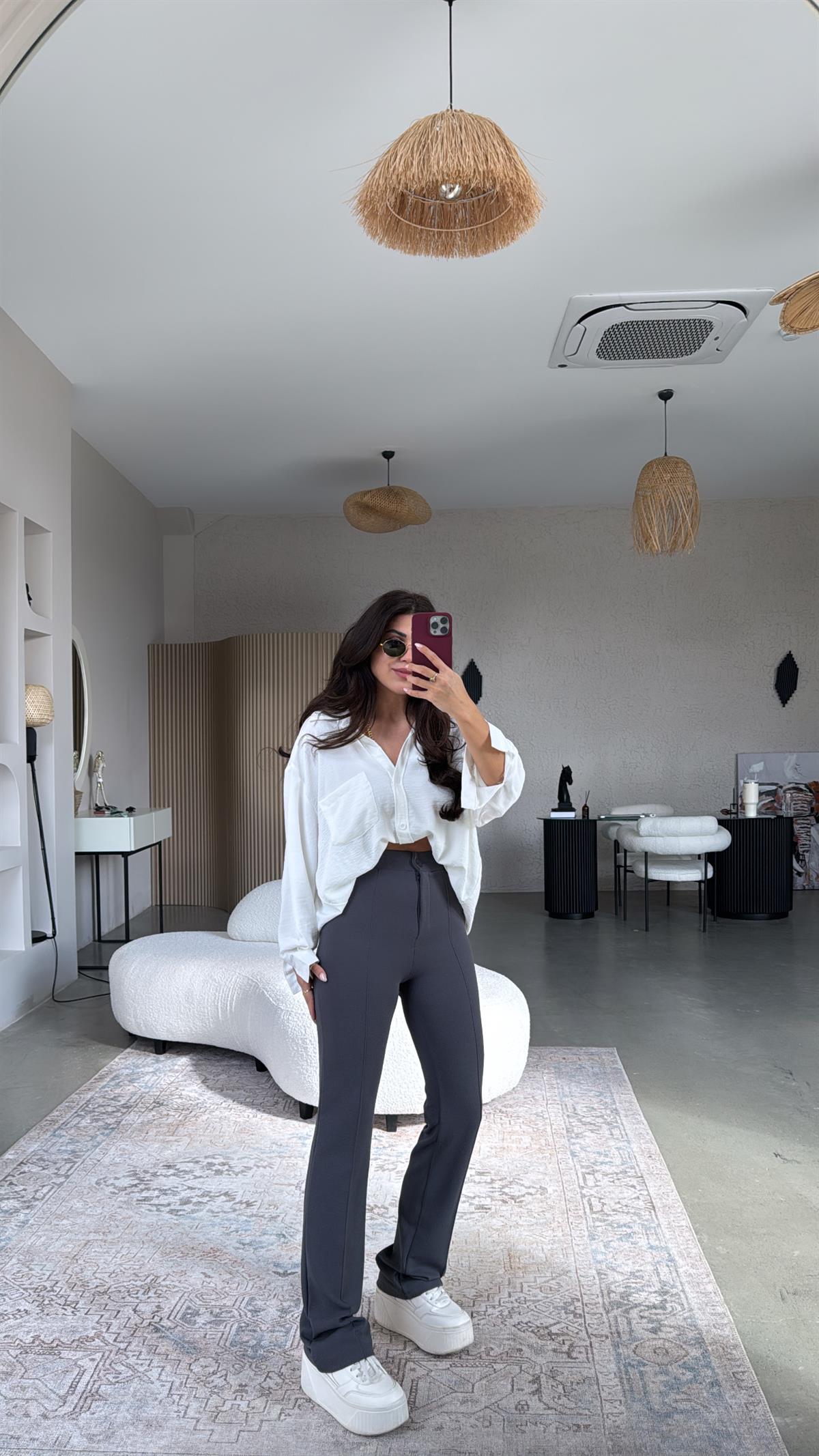 Antrasit Likra Kumaş Pantolon