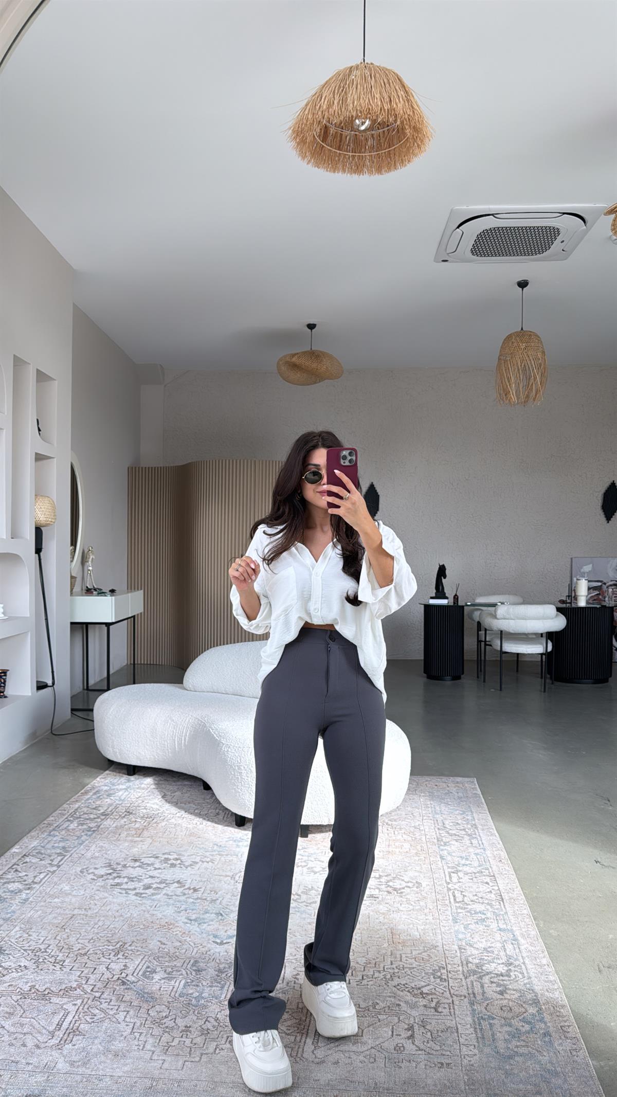 Antrasit Likra Kumaş Pantolon